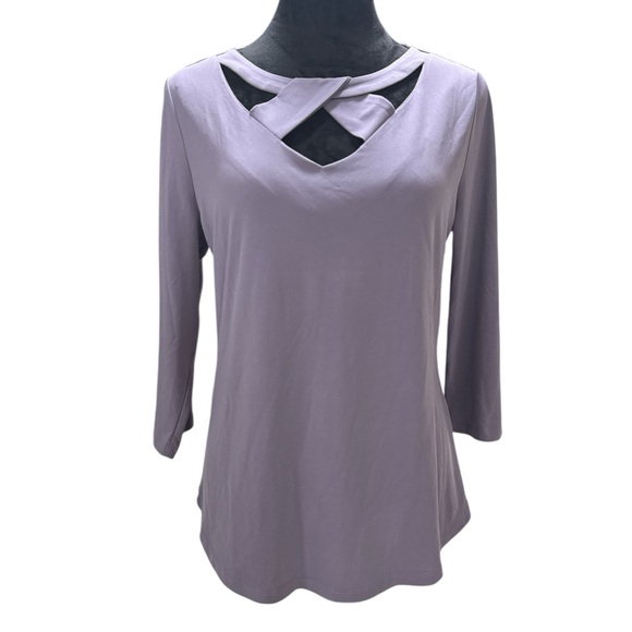 7th avenue Tops - NY&Co 7th Avenue Lavender Criss Cross Neck Top M